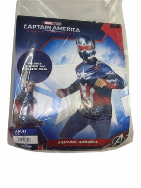 Marvel Captain America Brave New World Adult S/M Costume Top & Mask 2-Piece NWT